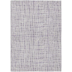 Lilac Purple And Ivory Striped Washable Indoor Outdoor Area Rug - 1 of 4