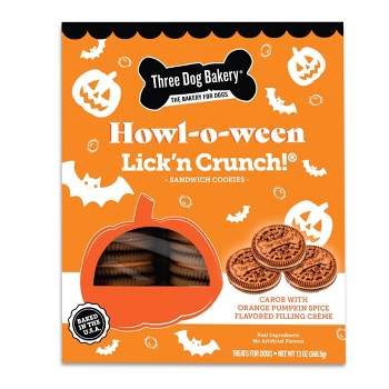 Three Dog Bakery Howl-o-ween Lick'n Crunch Cookie with Carob and Pumpkin Dog Treats - 13oz