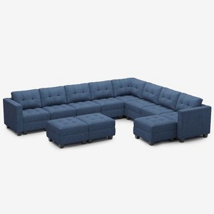 Belffin 9 Seats + 11 Sides Modular Weave Sofa with Storage Seat and Ottoman - 1 of 4