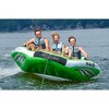 RAVE Sports 3 Person Inflatable Durable Nylon Wake Hawk Towable Boating Water Tube Raft with 6 Handles, Knuckle Guards, and 2 Air Chambers, Green - 3 of 4