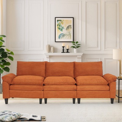 MyDepot Sectional Sofa Corduroy Cloud Couch, 3 Seats, Caramel