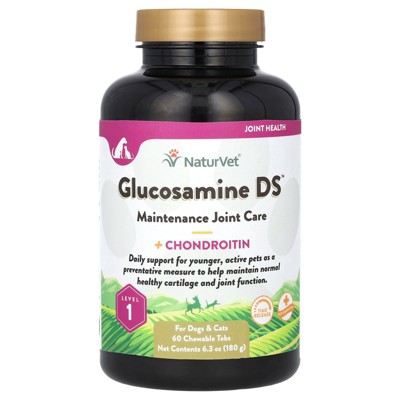 NaturVet Glucosamine DS, Maintenance Joint Care +Chondroitin, Level 1, For Dogs & Cats, 60 Chewable Tabs, 6.3 oz (180 g)