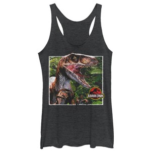 Women's Jurassic Park Velociraptor Is Hunting You From The Jungle Racerback Tank Top - 1 of 3
