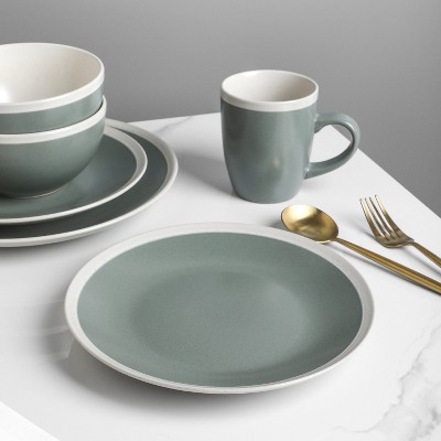 Serenity Green Ceramic 32-Piece Dinnerware Set, Service for 8