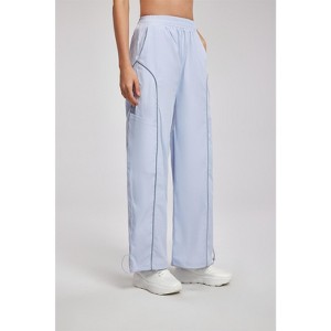 Clotth Women's Loose Straight Outdoor Sports Pants - Low-Rise Drawstring Wide-Leg Casual Pants, Reflective Trendy Cargo Pants - 1 of 4