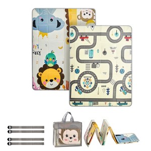 VEVOR Baby Play Mat, 59"x71" Baby Crawling Mat, Non-Slip One-Piece Foam Baby Playmat, Foldable Portable Reversible Floor Mat with Travel Bag, Grey - 1 of 4