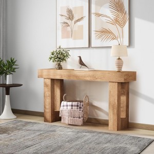 Narrow Entryway Table,63 Inch Long Wooden Couch Table Behind Sofa,Farmhouse Entryway Console,Perfect for Living Room,Hallway,Bedroom,Natural Wood - 1 of 4