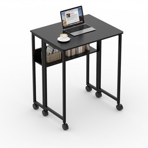 TackView Folding Desk Small Rolling Desk with Storage Shelf &Wheels ,24.8''Foldable Computer Table for Small Spaces - 1 of 4