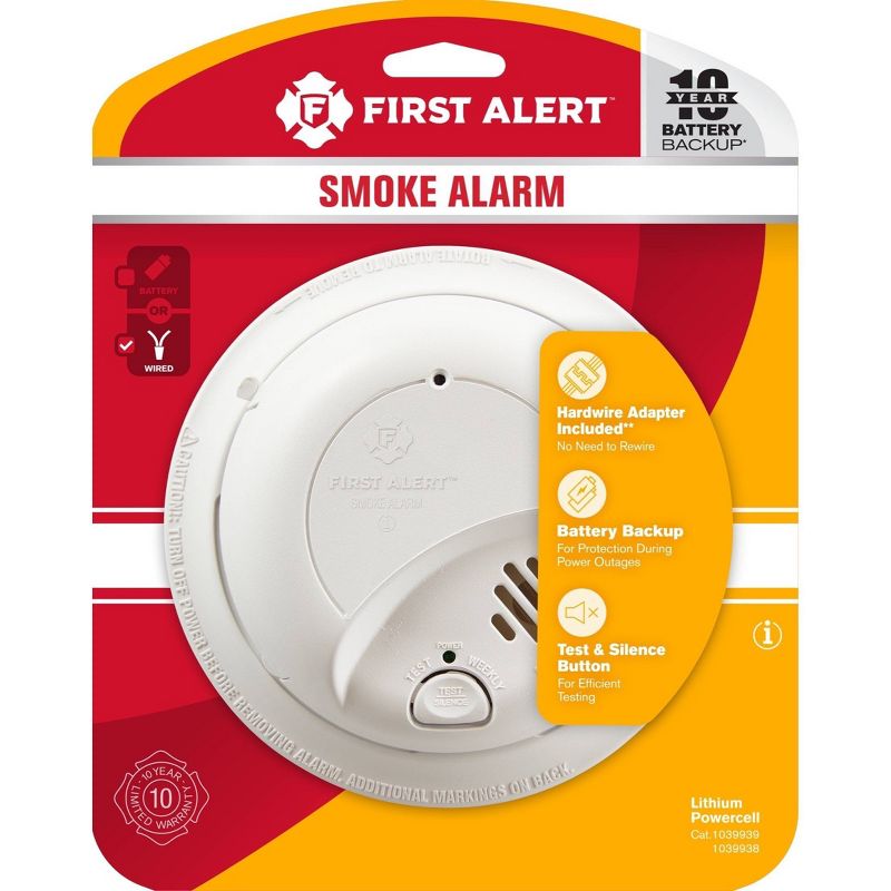 First Alert 9120LBL Hardwired Smoke Detector with 10-Year Battery Backup, 1 of 9