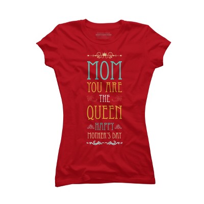 Junior's Design By Humans Mother's Day Mom Queen By tmsarts T-Shirt