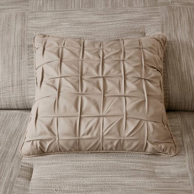 King Taupe Microfiber Seersucker Comforter Set with Decorative Pillows