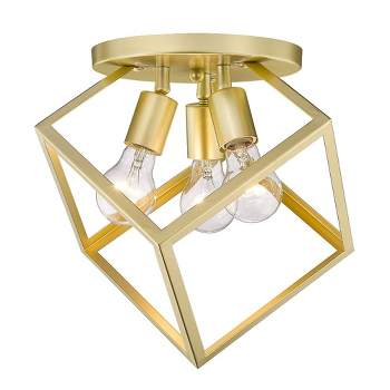 Golden Lighting Cassio 3-Light Semi-flush in Olympic Gold with Olympic Gold