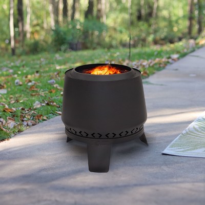 Heavy-Duty Black Steel Smokeless Wood-Burning Fire Pit