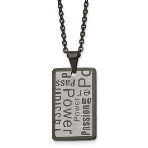 Black Bow Jewelry Stainless Steel Black Plated & Brushed Dog Tag Necklace, 22 Inch - 1 of 4