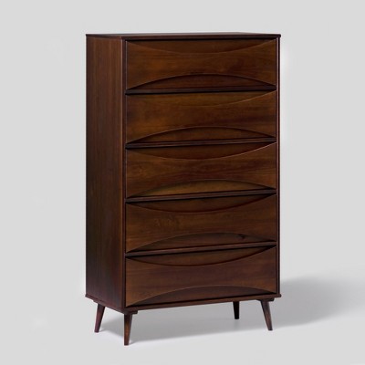 Saracina Home Mid Century Modern Contoured 5 Drawer Chest of Drawers
