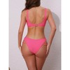 INSPIRE CHIC Women's Cutout Racerback Ribbed Bikini Sets, Scoop Neck Top Triangle Bottom Swimwear Bathing Suits 1 Set - 3 of 4