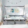 Costway Twin Size House Bed with Roof Safety Guardrail 2 Storage Drawers Wood Slat Support Gray - 4 of 4