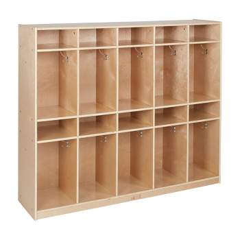 ECR4Kids 10-Section Storage Locker, Classroom Furniture, Natural