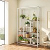 Resenkos Plant Stand,Flower Pot Holder Shelf Planter Display Shelving Unit,70.9" Plant Stand, Large Flower Bonsai Shelf with 6 S Hanging Hooks,Rustic - 4 of 4