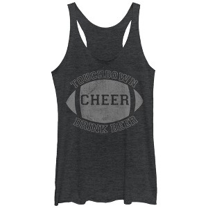 Women's CHIN UP Football Touchdown Cheer Drink Beer Racerback Tank Top - 1 of 3