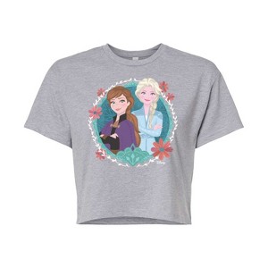 Women's - Frozen 2 - Circle Of Sisters Anna & Elsa Cropped Graphic T-Shirt - 1 of 4