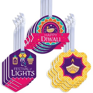 Big Dot of Happiness Happy Diwali - Assorted Hanging Festival of Lights Party Favor Tags - Gift Tag Toppers - Set of 12 - 1 of 4
