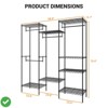 Portable Heavy Duty Clothes Rack Freestanding Closet Wardrobe w/4 Hang Rods & 8 Shelves - 3 of 4