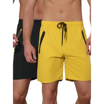 Lars Amadeus Men's Solid Color Elastic Waistband Swimwear Shorts 2 Packs