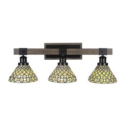 Toltec Lighting Tacoma 3 - Light Vanity in  Black/Painted Wood with 7" Starlight Art Glass Shade