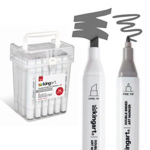 KINGART PRO Double-Ended Alcohol Markers, 24 Gray Tone Colors - 1 of 4