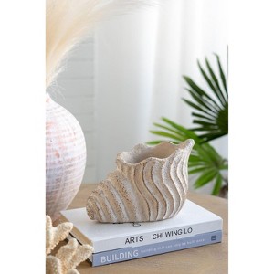 Okak 9x5.5x5.7 Inches Sand and Cement Conch Shell Planter Textured Finish for Indoor and Outdoor Use, Decorative Plant Pot - 1 of 4