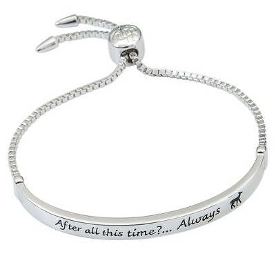 Harry Potter Snape's Love Always Bar Lariat Bracelet, Silver Plated - 8.5"