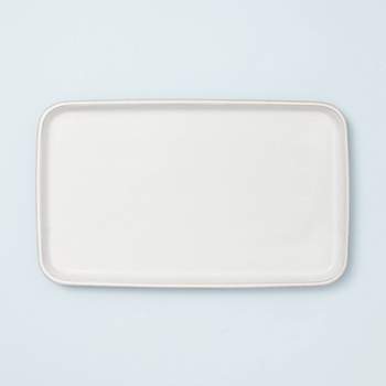 9" x 16" Modern Rim Stoneware Serving Platter Matte Sour Cream - Hearth & Hand™ with Magnolia