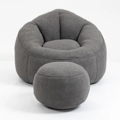 40'' Bedding Bean Bag Sofa Chair High Pressure Foam Bean Bag Chair Gray