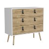 Dresser 29"H, 3 Drawers Dresser with Handles and Wooden Legs, White / Macadamia - 2 of 4