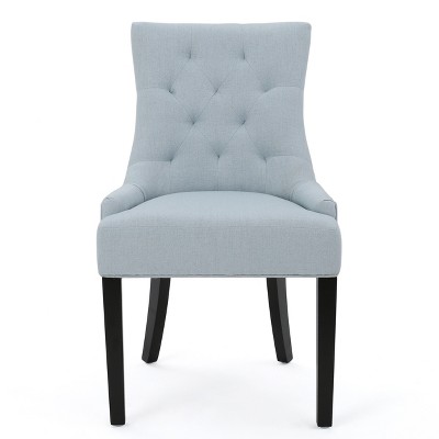 Light Sky Upholstered Tufted Side Chairs with Wood Legs, Set of 2