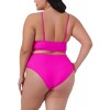 Agnes Orinda Women's Plus Size Two Piece Tie High Waisted Tummy Control V Neck Bikini Set - 4 of 4