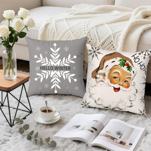Brightown Grey Christmas Pillow Covers 18x18 Set of 4, Super Soft Polyester Fabric, Santa Car - 1 of 4