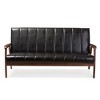 Nikko Mid-Century Modern Scandinavian Style Faux Leather Wooden 3 Seater Sofa - Baxton Studio - 2 of 4