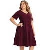 Coolmee Womens Summer Maxi Dress Plus Size Casual  Short Sleeve Ruffle Tiered V Neck Swing Long Sundress - 2 of 4