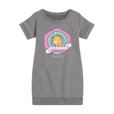- Garfield - I Hate Mondays Badge Graphic Short Sleeve Fleece Dress