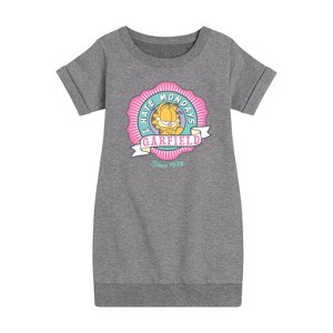 - Garfield - I Hate Mondays Badge Graphic Short Sleeve Fleece Dress - 1 of 4