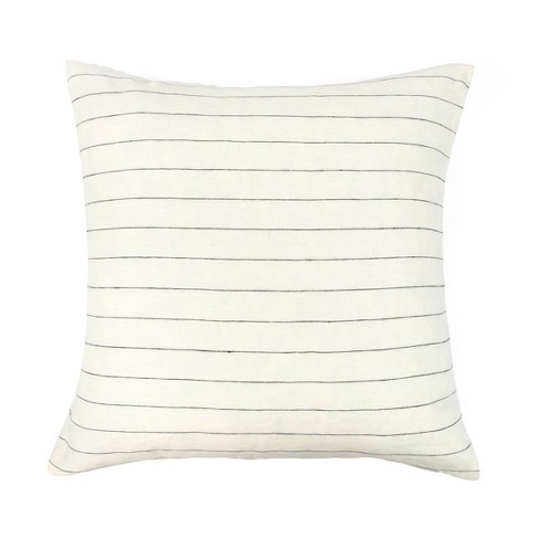 Linen Lumbar Pillow - Charcoal Stripe