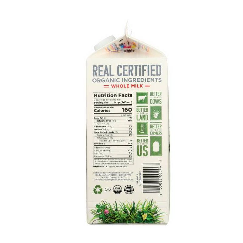 Maple Hill 100% Grassfed Organic Whole Milk - 0.5gal, 3 of 6