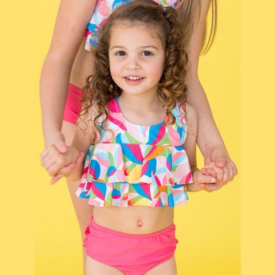 RuffleButts Toddler Girls Flounce Bikini - Tropical Adventure, 4T — фото 3