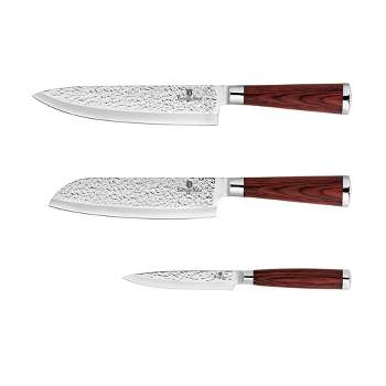 Ginsu 3 Piece Cooks Knife Set Stainless Scalloped Edge Chefs