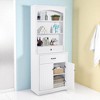 Tall Bathroom Storage Cabinet with Drawers, Adjustable Shelves & Double Doors, MDF Organizer with Metal Knobs - 3 of 4