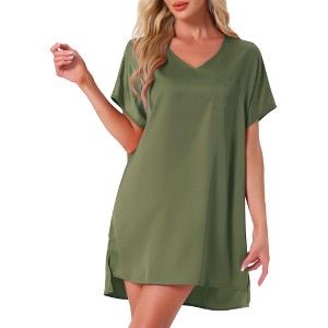 INSPIRE CHIC Women's Nightgown V neck Soft Short Sleeve Loungwear Thigh Length Sleepdress - 1 of 4
