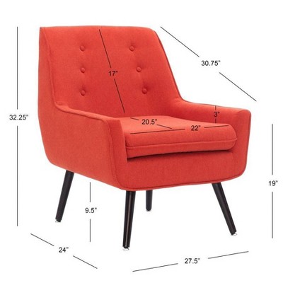 Pimento Red Button Tufted Wood Accent Chair