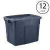 Rubbermaid Roughneck Heavy Duty 10 Gallon Plastic Bin Rugged Home Storage  Organizer Totes With Lids, Dark Indigo Metallic (12 Pack) : Target